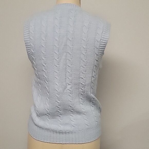 Jantzen Vintage Cable Knit V-Neck Sweater Vest Size L. Baby blue - Picture 3 of 4